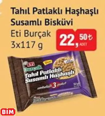 ETİ BURÇAK  TAHIL PATLAKLI HAŞHAŞLI SUSAMLI BİSKÜVİ